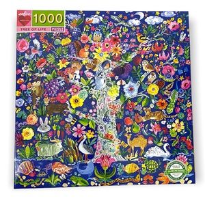 EeBoo Piece & Love Tree of Life Jigsaw Puzzle 1000 Piece Nature Animals Flowers